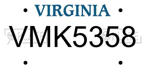 VMK5358 Virginia License Plate
