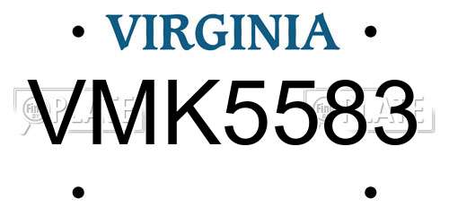 VMK5583 Virginia License Plate