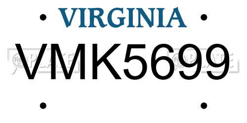 VMK5699 Virginia License Plate