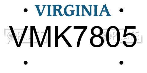 VMK7805 Virginia License Plate