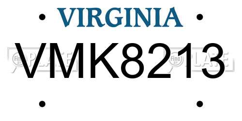 VMK8213 Virginia License Plate