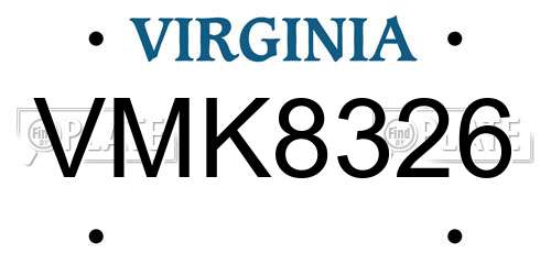 VMK8326 Virginia License Plate