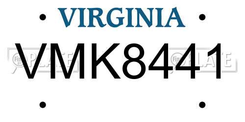 VMK8441 Virginia License Plate