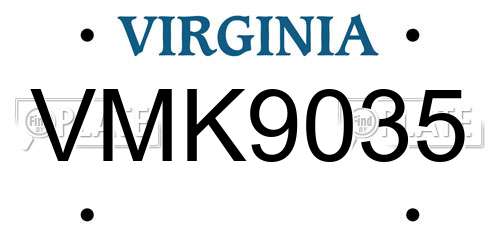 VMK9035 Virginia License Plate