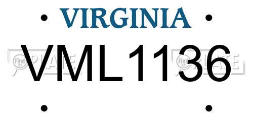 VML1136 Virginia License Plate