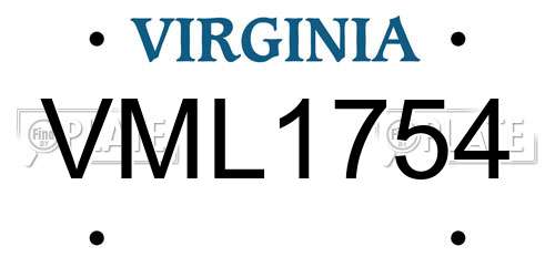 VML1754 Virginia License Plate