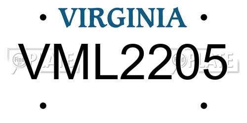 VML2205 Virginia License Plate
