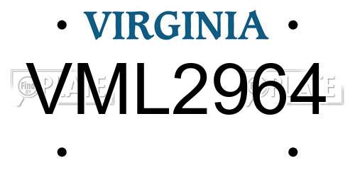 VML2964 Virginia License Plate