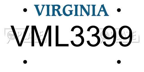 VML3399 Virginia License Plate
