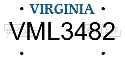 VML3482 Virginia License Plate