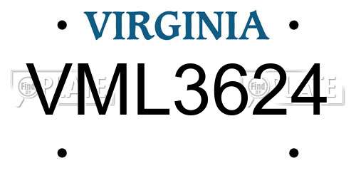 VML3624 Virginia License Plate