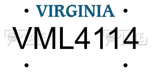 VML4114 Virginia License Plate
