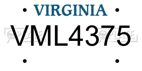 VML4375 Virginia License Plate