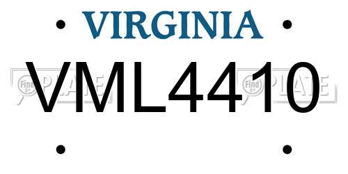 VML4410 Virginia License Plate
