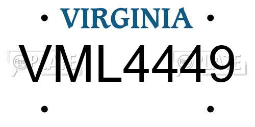 VML4449 Virginia License Plate