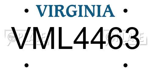 VML4463 Virginia License Plate
