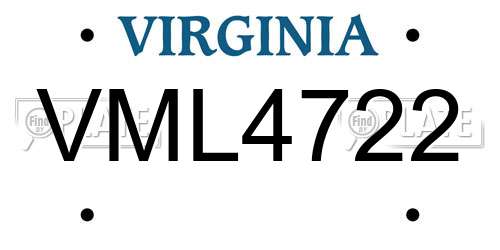 VML4722 Virginia License Plate
