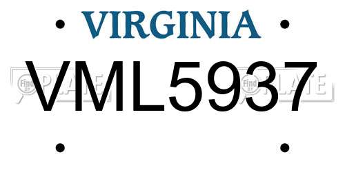 VML5937 Virginia License Plate