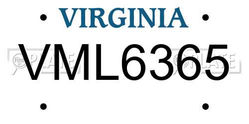 VML6365 Virginia License Plate