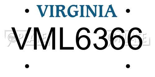 VML6366 Virginia License Plate