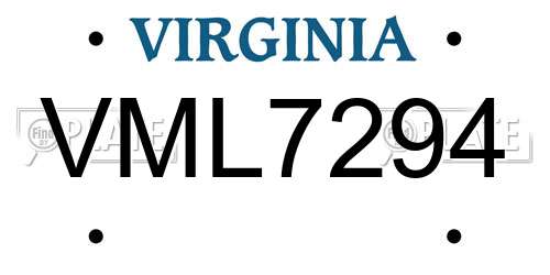 VML7294 Virginia License Plate