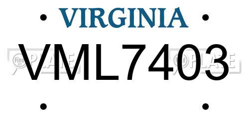 VML7403 Virginia License Plate