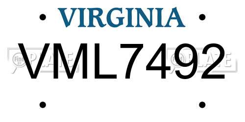 VML7492 Virginia License Plate