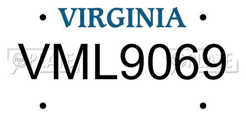VML9069 Virginia License Plate