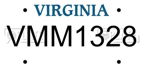 VMM1328 Virginia License Plate