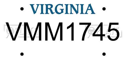 VMM1745 Virginia License Plate