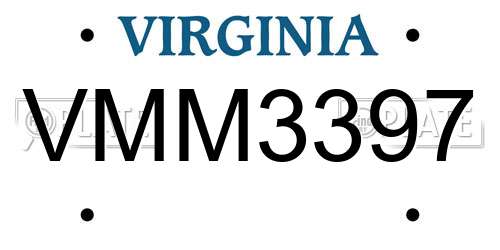 VMM3397 Virginia License Plate