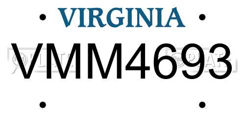 VMM4693 Virginia License Plate