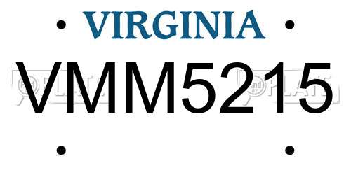 VMM5215 Virginia License Plate