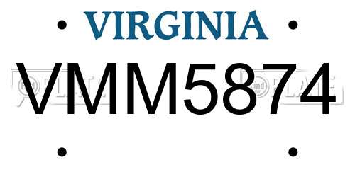 VMM5874 Virginia License Plate