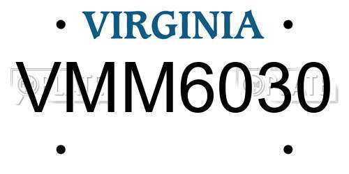 VMM6030 Virginia License Plate