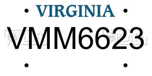VMM6623 Virginia License Plate