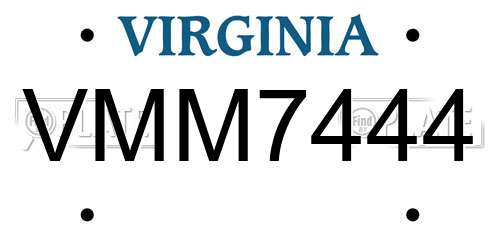 VMM7444 Virginia License Plate