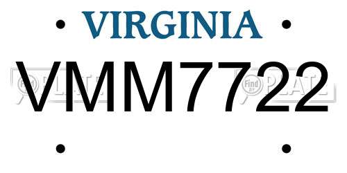 VMM7722 Virginia License Plate