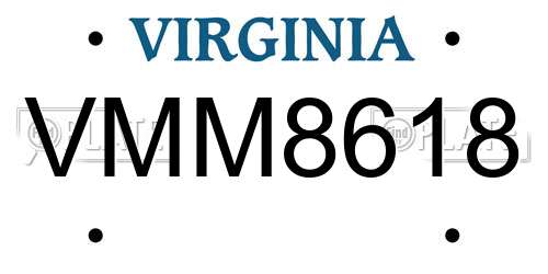 VMM8618 Virginia License Plate