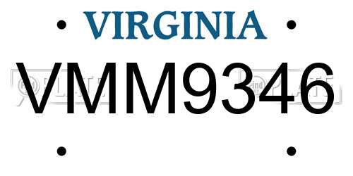VMM9346 Virginia License Plate