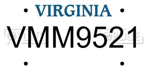 VMM9521 Virginia License Plate
