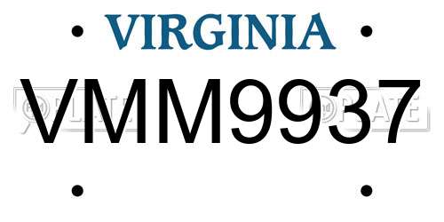 VMM9937 Virginia License Plate