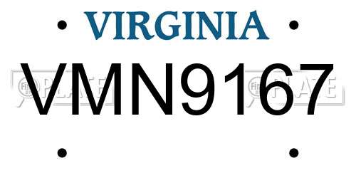 VMN9167 Virginia License Plate