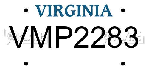 VMP2283 Virginia License Plate