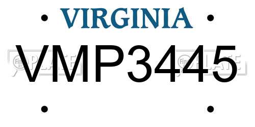 VMP3445 Virginia License Plate