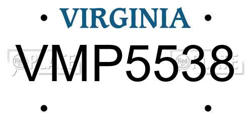 VMP5538 Virginia License Plate