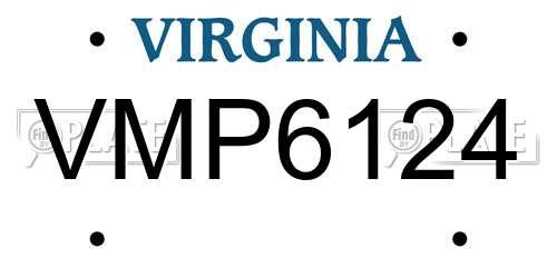 VMP6124 Virginia License Plate