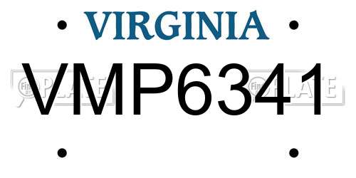 VMP6341 Virginia License Plate