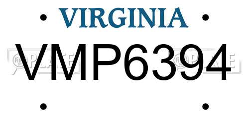 VMP6394 Virginia License Plate