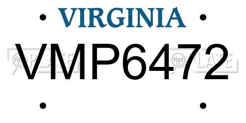 VMP6472 Virginia License Plate